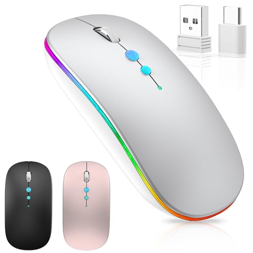 QYFP LED Wireless Mouse 2.4Ghz for Laptop Computer Silver von QYFP