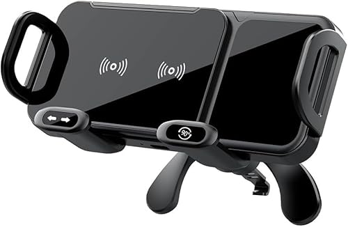 High Intelligent Mobile Phone/Pad Holder, Schnellladung Auto Handyhalterung 2 in 1 Auto Rotierende Auto Ladegerät Halterung, für Faltbare Handys 155x70x80mm (Schwarz) von QYMDRION