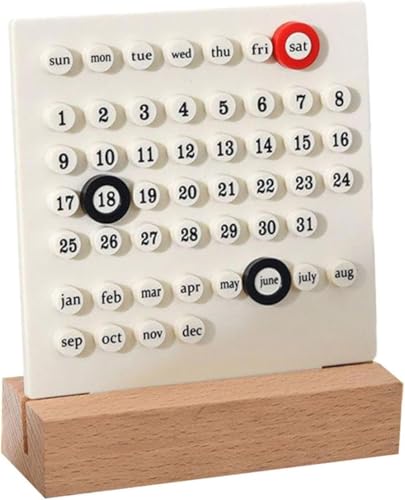 Holz-Datumsblöcke, Schreibtischkalender, Holz-Kalender, Acrylring, Schreibtischkalender Kalender, Monat, Datumsanzeige, Kalender für Schreibtisch, Aufzeichnung für Heimbüro, Dekoration (weiß) (Weiß) von QYMDRION