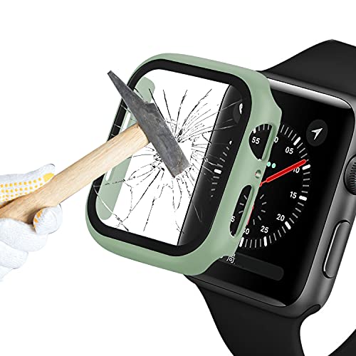 QYiD Harte Schutzhülle Kompatibel mit Apple Watch Series SE 6/5/4 40mm, PC Ultradünn Rundum-Schutz mit gehärtetem Glas Displayschutzfolie für iWatch Series SE 6/5/4, Mintgrün von QYiD