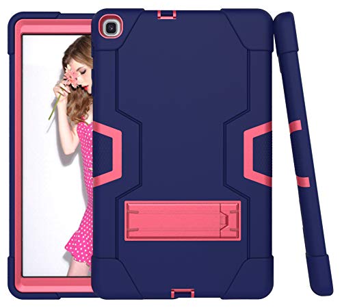 QYiD Hülle für Galaxy Tab A 10.1 (2019), Hybrid Stoßfest Rugged Drop Protection Cover Built with Stand for Samsung Galaxy Tab A 10.1 (2019) / SM-T510 / SM-T515 (NavyBlue+RoseRed) von QYiD