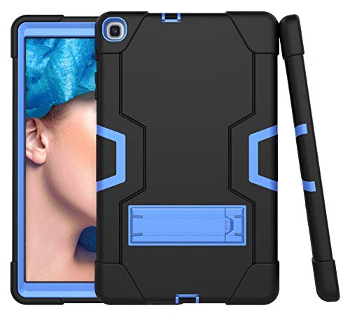 QYiD Hülle für Galaxy Tab A 10.1 (2019), Hybrid Stoßfest Rugged Drop Protection Cover Built with Stand for Samsung Galaxy Tab A 10.1 (2019) / SM-T510 / SM-T515 (Schwarz + Blau) von QYiD