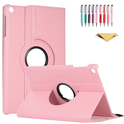 QYiD Hülle für Huawei Mediapad M3 Lite 10, PU Leder Leichte Schutzhülle 360 Grad Drehständer Auto Schlaf/Wach Funktion für Huawei MediaPad M3 Lite 10 Zoll Tablet, Pink von QYiD