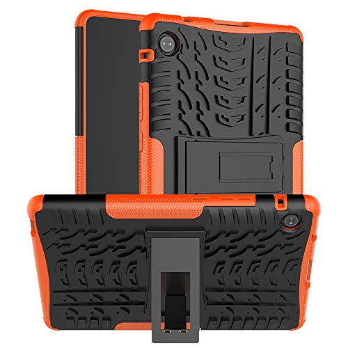 QYiD Hülle für Lenovo Tab 4 10, Heavy Duty Armor Hybrid PC + TPU Silikon Schutzhülle mit Stand für Lenovo Tab 4 10 Zoll (TB-X304F / TB-X304L / TB-X304X), Orange von QYiD