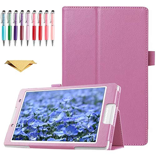 QYiD Hülle für Lenovo Tab 4 8 TB-8504F TB-8504X, Flip Leather Schutzhülle Etui Tablet Tasche mit Standfunktion für Lenovo Tab 4 8.0 Zoll (NOT für TB-8304F or Plus Model TB-8704), Rosa von QYiD