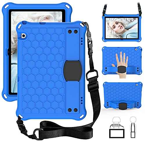 QYiD Kinder Hülle für Huawei MediaPad T3 10, Eva Stoßfeste Leicht Schützend Kinder Case Cover mit Hand Griff Handle und Schultergurt für Huawei Mediapad T3 10 9.6 Zoll 2018 Tablet, Blau/Schwarz von QYiD