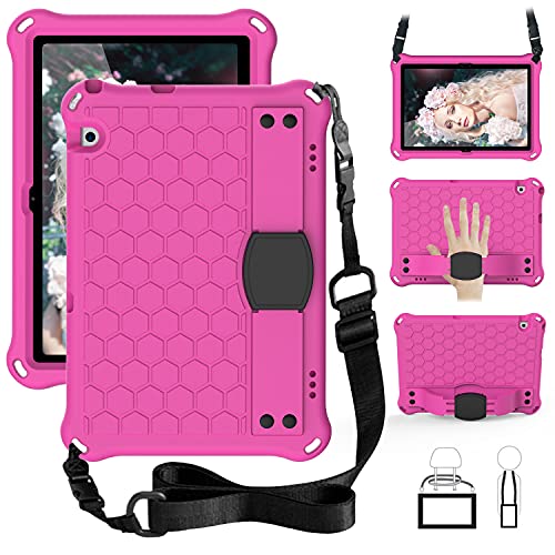 QYiD Kinder Hülle für Huawei MediaPad T5 10, Eva Stoßfeste Leicht Schützend Kinder Case Cover mit Hand Griff Handle und Schultergurt für Huawei Mediapad T5 10 10.1 Zoll 2018 Tablet, RoseRot/Schwarz von QYiD