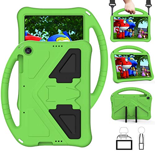 QYiD Kinder Schutzhülle für Huawei MatePad T10 / T10s 2020, Ultra Leicht Handgriff Handle Schutzhülle mit Kickstand & Schultergurt für T10s 10.1" AGS3-L09 AGS3-W09 / T10 9.7" AGR-L09 AGR-W09, Grün von QYiD