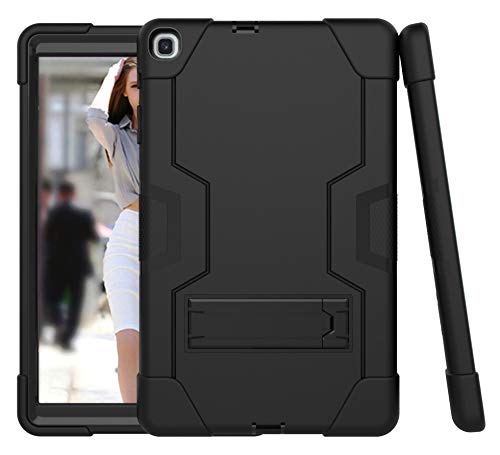 QYiD Schutzhülle für Galaxy Tab A 10.1 (2019), Hybrid Stoßfest Rugged Drop Protection Cover Built with Stand for Samsung Galaxy Tab A 10.1 (2019) / SM-T510 / SM-T515 (Schwarz + Schwarz) von QYiD