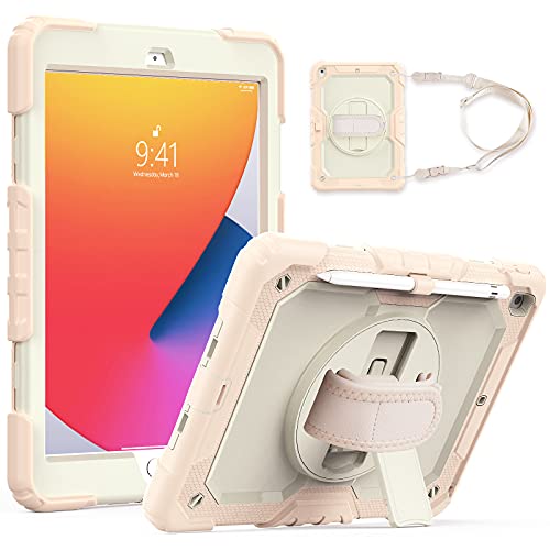 QYiD iPad Air 4 Hülle 2020 10.9 Zoll (26,7 cm), robuste, stoßfeste Schutzhülle mit 360 Grad drehbarem Ständer/Handschlaufe, Stifthalter und Displayschutzfolie für iPad Air 4. Generation & iPad Pro 11 2020/2018, Rotgold von QYiD
