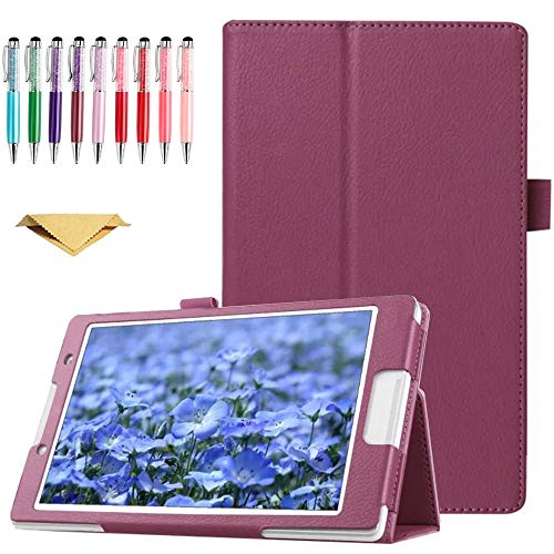 QYiD Hülle für Galaxy Tab Pro 10.1 SM-T520/T525, Flip Leather Schutzhülle Etui Tablet Tasche mit Standfunktion für Samsung Galaxy Tab Pro 10.1 Zoll SM-T520 T525 P600, Lila von QYiiD