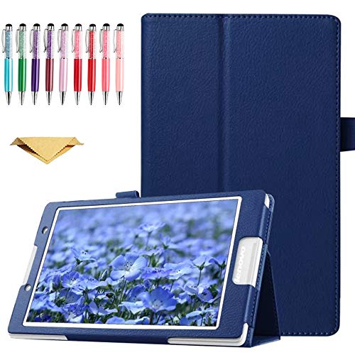 QYiD Hülle für Lenovo Tab 4 8 Plus (TB-8704V, TB-8704F, TB-8704X), Flip Leather Schutzhülle Etui Tablet Tasche für Lenovo Tab 4 8" Plus Android Tablet 2017 Release ZA2H0000US, Blau von QYiiD