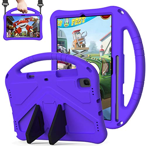 QYiD Kinder Schutzhülle für Galaxy Tab A8 10.5 Zoll 2022 (SM-X200/X205/X207), Ultra Leicht Handgriff Handle Schutzhülle mit Kickstand & Schultergurt Kinder Schutzhülle, Lila von QYiiD