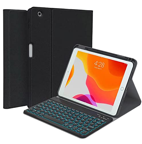 QYiiD Beleuchtete Tastatur Hülle für iPad Pro 11 2022 (4. Generation)/ iPad Pro 11 2021(3. Generation)/ 2020/2018, QWERTZ Abnehmbare Bluetooth Tastatur Hülle mit PU-Lederhülle,Pencil Halter， Schwarz von QYiiD