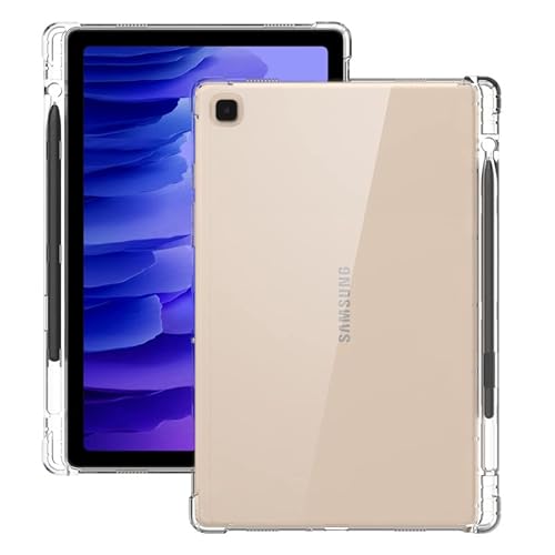 QYiiD Klares Gehäuse für Galaxy Tab A7 10.4 2022/2020 mit S-Stifthalter, [Stoßdämpfung] [kristallklarer Schutz] transparenter flexibler TPU-Silikonschutz für Tab A7 10,4 Zoll von QYiiD