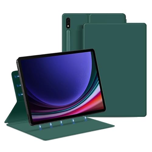 QYiiD Magnetische Hülle für Galaxy Tab S10 FE 10.9" 2025/ S9 FE 10.9" /S9 11 Zoll mit S-Stifthalter, LUltra Dünn Schlank Folio Ständer Tablet Schutzhülle mit Auto Schlaf/Wach Funktion, Dunkelgrün von QYiiD