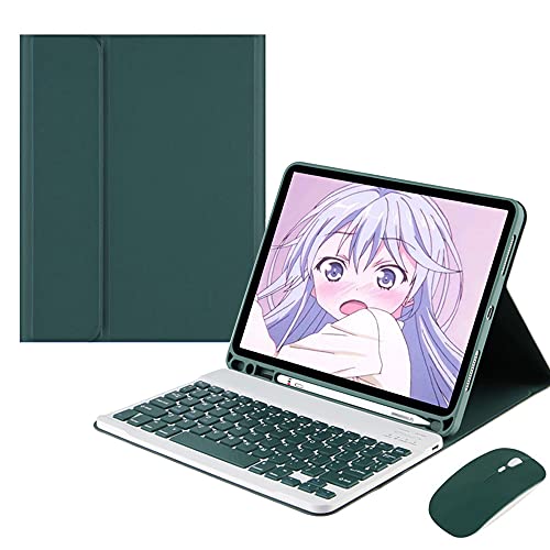 QYiiD Tastatur-Hülle mit Maus für iPad Air 4. Generation/iPad Pro 11 (2021/2020/2018), leichtes Smart-Cover mit abnehmbarer Tastatur und Bluetooth-Mäuse für iPad 10 Zoll, iPad Pro 11 Zoll, DrakGreen von QYiiD