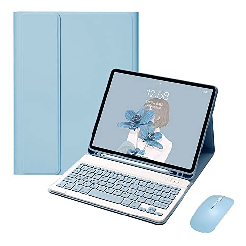 QYiiD Tastatur-Hülle mit Maus für iPad Pro 12.9 2021/2020/2018, leichtes Smart-Cover mit abnehmbarer Tastatur und Bluetooth-Mäuse für iPad Pro 12.9 Zoll 5./4./3rd Generation, Blau von QYiiD