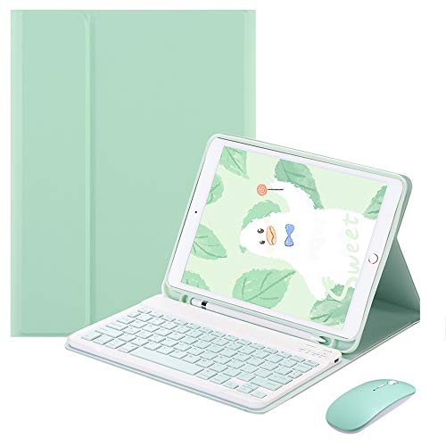 QYiiD Tastatur-Hülle mit Maus für iPad Pro 12.9 2021/2020/2018, leichtes Smart-Cover mit abnehmbarer Tastatur und Bluetooth-Mäuse für iPad Pro 12.9 Zoll 5./4./3rd Generation, Grün von QYiiD