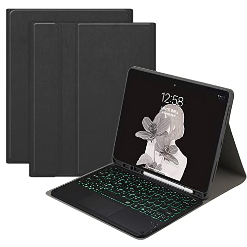 QYiiD Tastatur-Hülle mit TouchPad für iPad 9,7 Zoll 2018 (6. Generation), 2017 (5. Generation), [Stoffstruktur] Schlankes, leichtes Smart-Cover mit runder Tasten-Hintergrundbeleuchtung Tastatur für iPad 9,7 Zoll von QYiiD