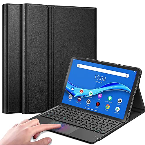 QYiiD Tastatur Hülle mit Touchpad für Lenovo Tab M10 Plus 10.3 Zoll FHD (TB-X606F / TB-X606X), Abnehmbare Kabellose QWERTZ Tastatur mit Schutzhülle/Trackpad für Lenovo M10 FHD Plus 10.3", Schwarz von QYiiD