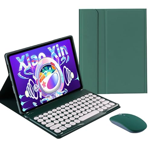 QYiiD Tastaturhülle mit Maus für Lenovo Tab M10 (3. Generation) 10,1 Zoll 2022 (TB-328FU/TB-328XU), Folio Slim Smart Tastaturabdeckung mit niedlicher runder Taste, kabellose Tastatur für Lenovo M10 von QYiiD