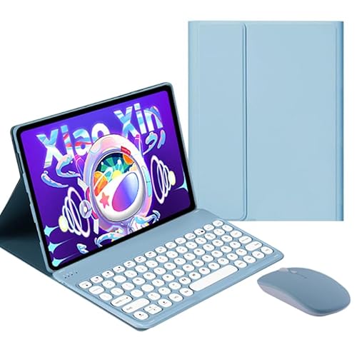 QYiiD Tastaturhülle mit Maus für Lenovo Tab P11 Plus 2021 / Tab P11 2020 11 Zoll (Modell: TB-J606F TB-J606X TB-J616F), Folio Slim Smart Keyboard Case Cover mit niedlicher runder Taste, kabellose von QYiiD