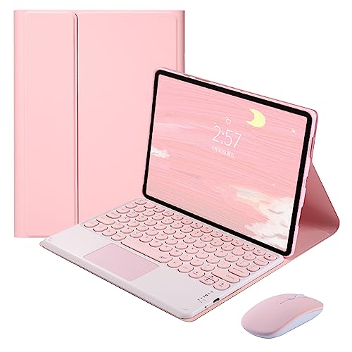 QYiiD Touchpad-Tastatur-Hülle für Huawei Matepad T10s 10,1 Zoll / T10 9,7 Zoll, Folio-Tastatur-Hülle mit niedlicher runder Taste, kabellos, abnehmbar, TouchPad-Tastatur und Maus, Rosa von QYiiD
