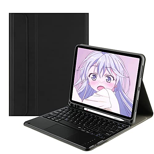 QYiiD Touchpad-Tastatur-Hülle für iPad 9,7 Zoll 2018 (6. Generation) / iPad 2017 (5. Generation), Touchpad, niedliche Tastenfarbe, abnehmbare Tastatur mit schlankem Smart-Cover, integrierter von QYiiD