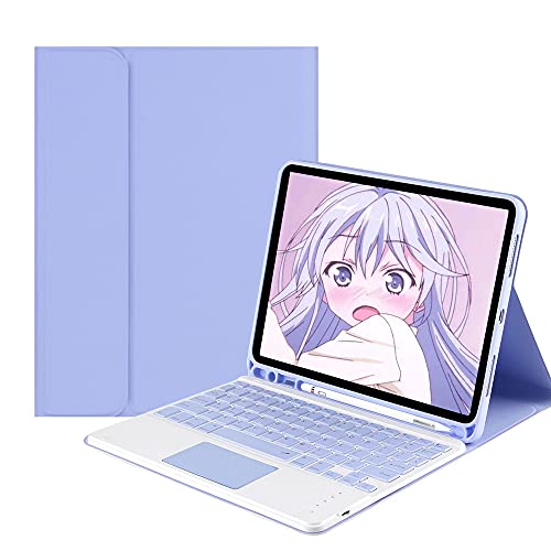 QYiiD Touchpad-Tastatur-Hülle für iPad Mini 6 2021 / iPad Mini 6. Generation, Touchpad, niedliche Tastenfarbe, abnehmbare Tastatur mit schlankem Smart-Cover, eingebautem Stifthalter, Violett von QYiiD