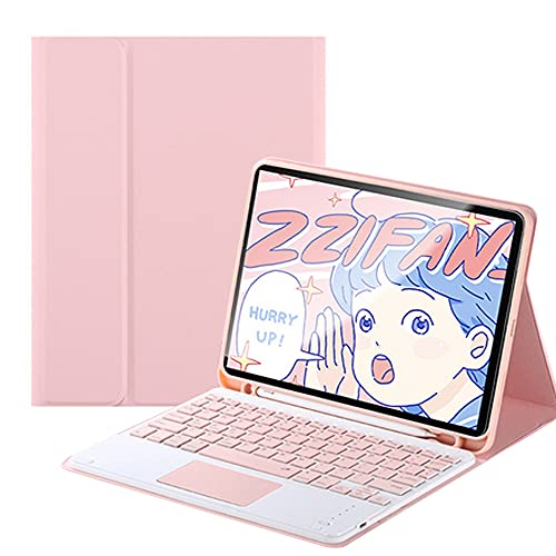 QYiiD Touchpad Tastatur-Hülle für iPad Pro 11 2021 (3. Generation), iPad Pro 11 Hülle mit Tastatur 2020 und 2018, Touchpad, niedliche Tastenfarbe, abnehmbare Tastatur mit schmaler Smart-Abdeckung, Rosa von QYiiD