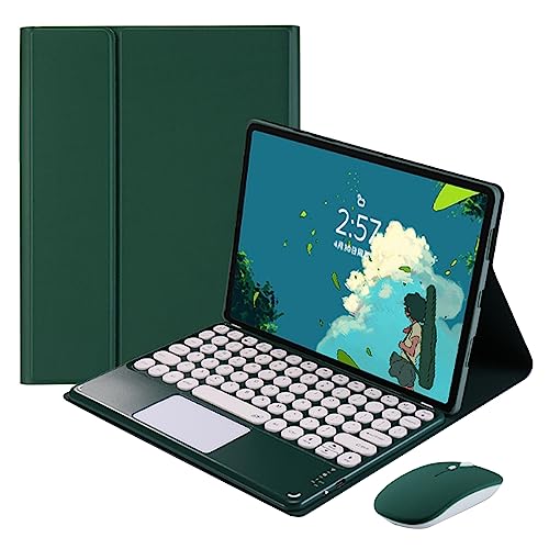 QYiiD Touchpad Tastaturhülle mit Maus für Huawei MatePad Pro 11 2022 11 Zoll, Folio-Tastaturhülle mit niedlicher runder Taste, kabellos, abnehmbare TouchPad-Tastatur, DrakGreen von QYiiD