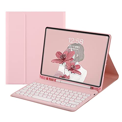 QYiiD iPad 6. / 5. Generation Air 2 Pro 9,7 Zoll Tastatur-Hülle mit niedlichem rundem KeyCap Farbtastatur magnetisch abnehmbar iPad 9,7 2018/2017 Tastatur-Abdeckung mit Stifthalter für iPad 5/iPad 6 von QYiiD