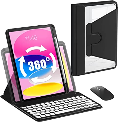 QYiiD iPad Air 5th 4th Generation Rotating Keyboard Case iPad Pro 11 inch 2022 2021/2020/2018, Transparent Back Vertical Stand Cover, Cute Round Keys Detachable Wireless Keyboard Mouse Set, Black QYiiD iPad Air 5th 4th Generation Rotating Keyboard Case iPad Pro 11 inch 2022 2021/2020/2018, Transparent Back Vertical Stand Cover, Cute Round Keys Detachable Wireless Keyboard Mouse Set, Black von QYiiD