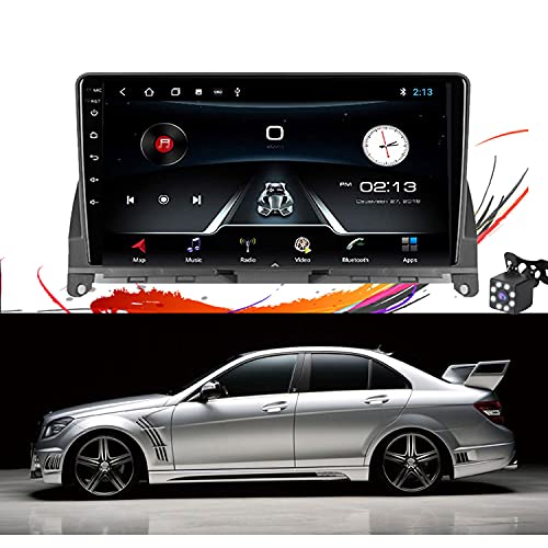 Android 10.0 Autoradio Sat NAV ​Radio für Mercedes Benz C-Klasse W204 S204 2006-2011 GPS Navigation 2 Din 9''Head Unit MP5 Multimedia Player Video Receiver mit 4G FM DS(Size:4 Core,Color:WiFi: 2+32GB) von QZA
