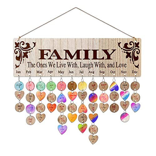 Kalender 2025 Wandkalender, 100 Stück Hölzerne Familie Jahresplaner Hanging Board, DIY Wanddeko Wohnzimmer, Handgefertigte Wall Decoration für Jahrestage Geschenk Hause (FAMILY) von QZDAFFIC