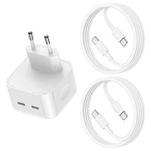 QZIIW Neues 35W USB C Schnellladegerät, 2m langes USB C auf USB Typ C Kabel mit 2-Port USB C Schnellladegerät für iPad Pro 12.9, 11 Zoll, iPad Air 5 4. iPad10.9 Zoll, iPad Mini 6 von QZIIW