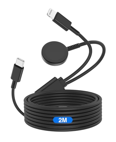 Qzvoo Apple Watch Ladekabel 2M,[MFi Zertifiziert] 2 in 1 Apple Watch Ladegerät,20W USB C iPhone Schnellladegeräte für iWatch Serie 10/9/8/7/6/5/4/3/Ultra/Ultra2/SE & iPhone 14/13/12/11-Schwarz von QZVOO