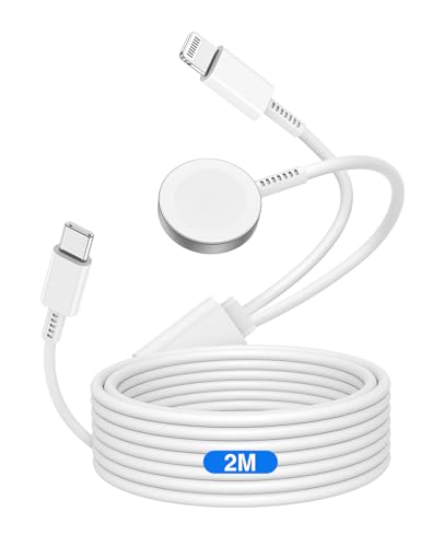 Qzvoo Apple Watch Ladekabel 2M,[MFi Zertifiziert] 2 in 1 Apple Watch Ladegerät,20W USB C iPhone Schnellladegeräte für iWatch Serie 10/9/8/7/6/5/4/3/Ultra/Ultra2/SE & iPhone 14/13/12/11-Weiß von QZVOO