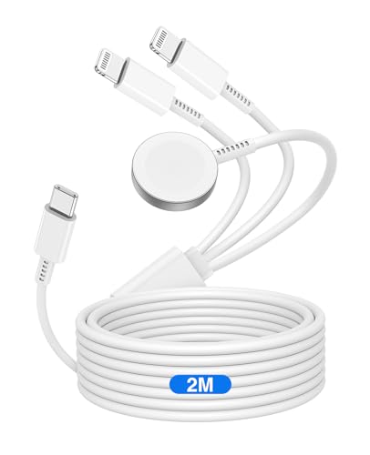 Qzvoo 3 in 1 Ladekabel für Apple Watch und iPhone 1M, [MFi Zertifiziert] USB C Schnellladekabel für iWatch Serie 10/9/8/7/6/5/4/3/Ultra/Ultra2/SE & iPhone 14/13/12/11 - Weiß von QZVOO