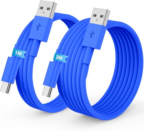 USB Type-C Kabel Schnellladung [2 Stück/1 M+2M] Kabel iPhone 16 15 Pro Max Qriginal Apple USB, USB A auf USB C, Typ C Kabel für iPhone 16 15 Pro Max Plus/iPad Pro/Air, Samsung Galaxy S24/S23/S22-Blau von QZVOO