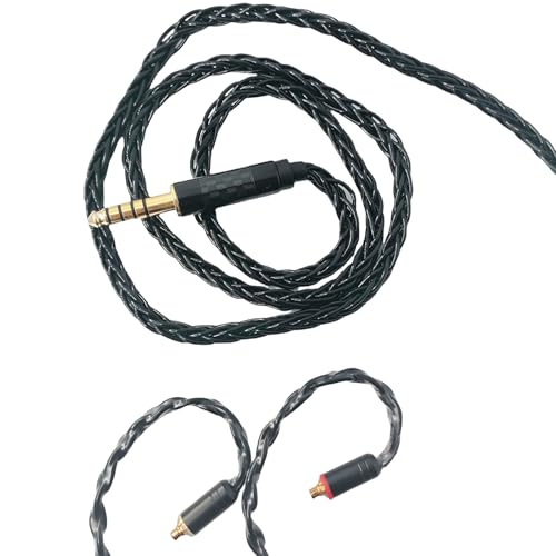 QZXYHYN HiFi In-Ear-Kopfhörer-Ersatzkabel, 8-adrig, versilbertes Kupfer, Upgrade-Kopfhörerkabel für Shure SE315, SE846, SE425, TIN Audio T2 Pro T3 (schwarz, MMCX 4,4 mm) von QZXYHYN