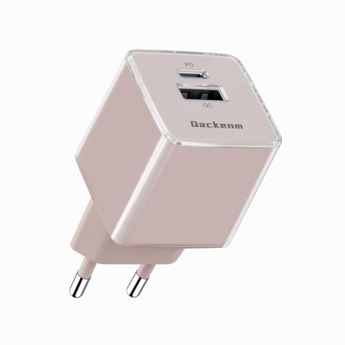 Qackenm GaN USB C Netzteil 30W, Kompaktes USB C Ladegerät Dual-Port, Schnellladegerät Kompatibel mit iPhone 16/15/14/13/12/11 Serie, iPad, Galaxy, Pixel und mehr(Rosa, Ohne Ladekabel) von Qackenm