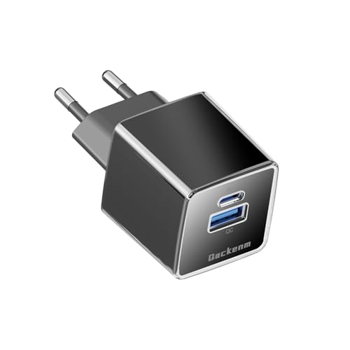 Qackenm USB C Ladegerät, 30W USB C Netzteil 2-Port, GaN Schnellladegerät, Stecker, Ladestecker, Ladeadapter, Power Adapter für iPhone 16/15/14/13/12/11/X/XS/XR/iPad/Galaxy und mehr (Schwarz) von Qackenm