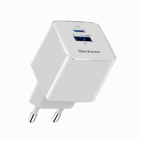 Qackenm USB C Ladegerät, 30W USB C Netzteil 2-Port, GaN Schnellladegerät, Stecker, Ladestecker, Ladeadapter, Power Adapter für iPhone 16/15/14/13/12/11/X/XS/XR/iPad/Galaxy und mehr (Weiß) von Qackenm