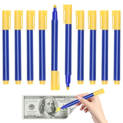 Qaestuan 10 Stück Geldscheinprüfer Stift, Geldprüfstift zur Schnellen Überprüfung von Banknoten, Bill Money Detector Markierungsstifte, für Euro Dollar und Die Wichtigsten Internationalen Währungen von Qaestuan