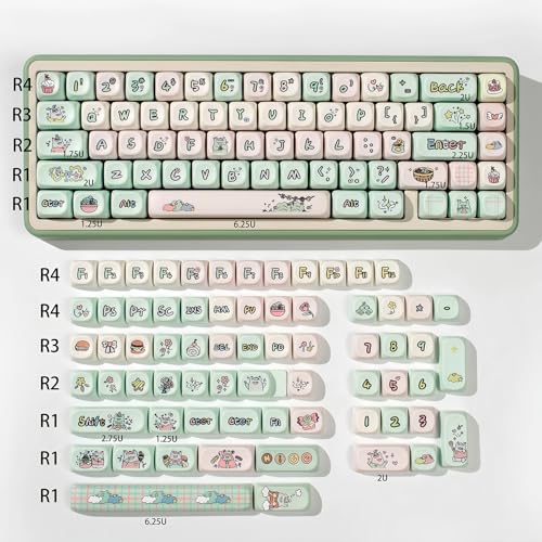 Qaonsciug 1Set Cartoon Tastenkappen Erfrischende Milch Grün Keycap Set Für Mechanische Tastaturen Schalter Tastenkappen von Qaonsciug