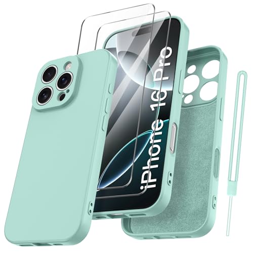 Qasyfanc HandyHülle für iPhone 16 Pro Hülle Silikon case mit 2 Stück Schutzfolie, Ultra Microfiber TPU Flüssig silikon mit Kameraschutz Kratzfeste Rundumschutz Schutzhülle 6.3''- Minzgrün Qasyfanc HandyHülle für iPhone 16 Pro Hülle Silikon case mit 2 Stück Schutzfolie, Ultra Microfiber TPU Flüssig silikon mit Kameraschutz Kratzfeste Rundumschutz Schutzhülle 6.3''- Minzgrün von Qasyfanc