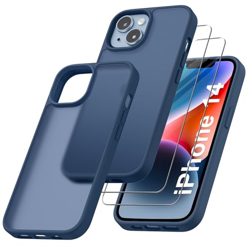 Qasyfanc Handyhülle Kompatibel mit iPhone 14, Hülle mit Kameraschutz und 2 Stück Schutzfolie, Hard PC Nie Vergilbung Case Matt Militärschutz Kratzfest rutschfest Schutzhülle, Dunkelblau Qasyfanc Handyhülle Kompatibel mit iPhone 14, Hülle mit Kameraschutz und 2 Stück Schutzfolie, Hard PC Nie Vergilbung Case Matt Militärschutz Kratzfest rutschfest Schutzhülle, Dunkelblau von Qasyfanc