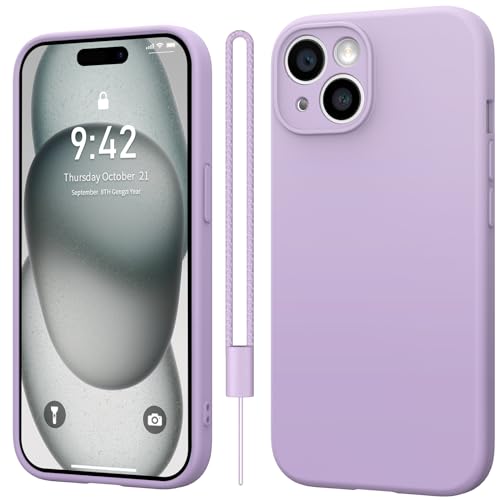 Qasyfanc Handyhülle Kompatibel mit iPhone 15 Hülle, Soft Silikon TPU Case Ultra Dünn Microfiber Kameraschutz Rundumschutz Anti-Kratzer Schutzhülle für iPhone 15 - Lila von Qasyfanc